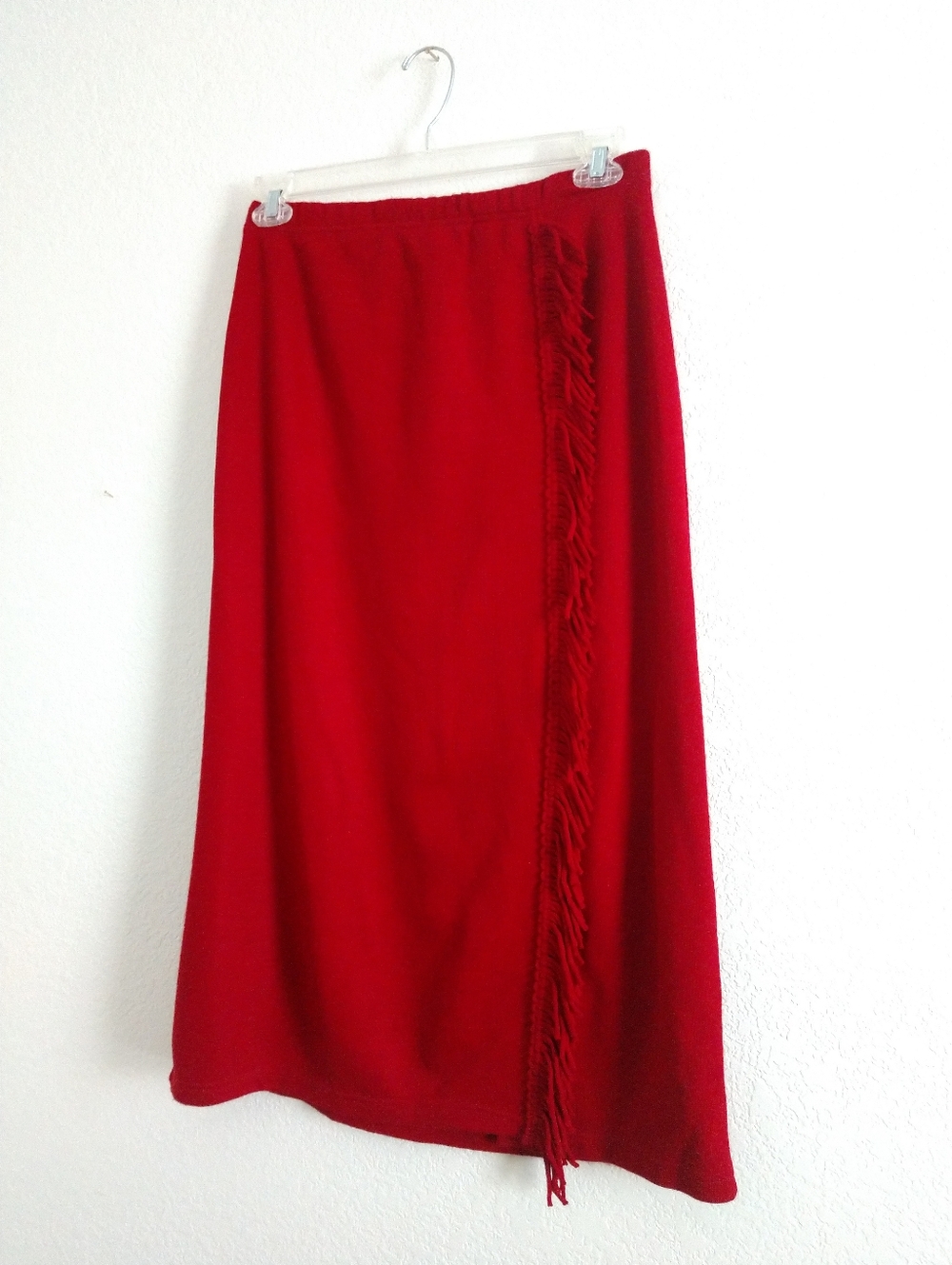 Lennie Nina Leonard Dark Red Midi Skirt SMALL Fringe Fall Winter Office Business